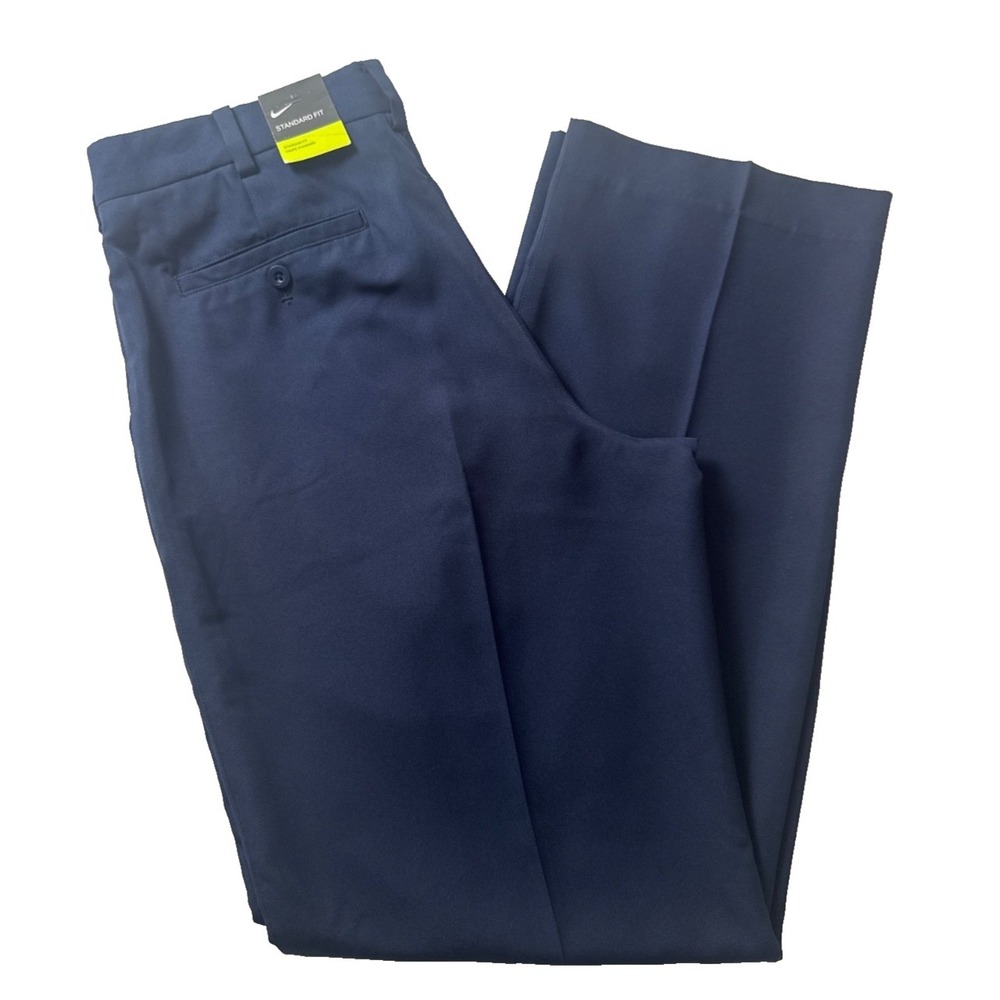 Nike Golf Standard Fit Pants Mens 34 Navy Blue Straight Leg Trousers 502553-419